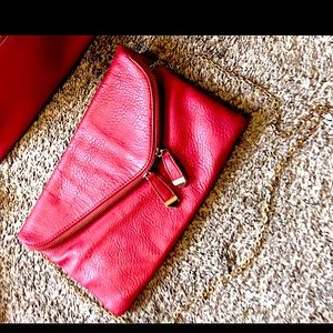 Urban Expression Asymmetrical Purse - Red with Gold Chain